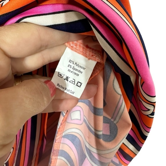 JB by Julie Brown Orange Pink Navy Retro Livie Pattern Shift Dress Sleeveless - Picture 10 of 10